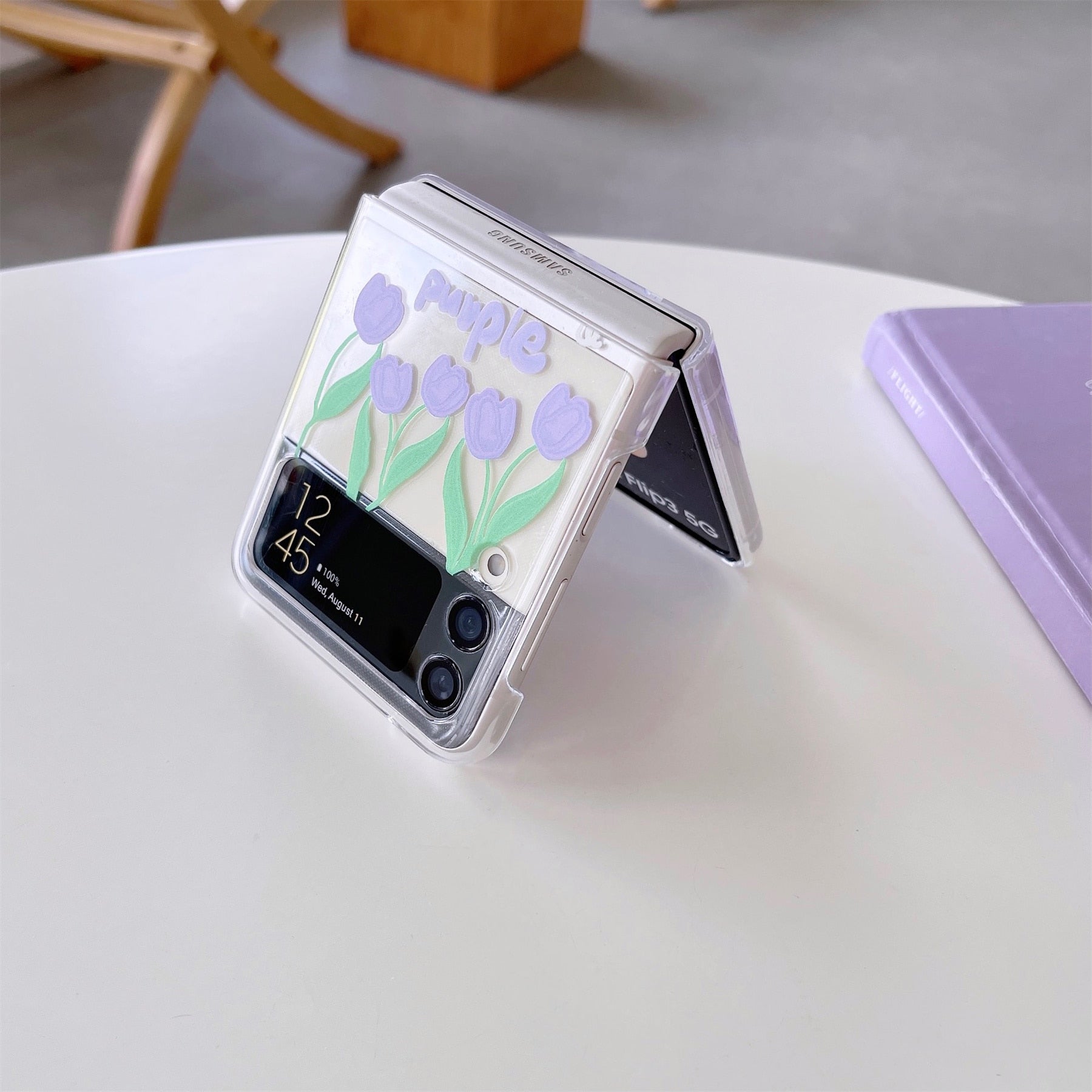 Cute Purple Tulip Case for Samsung Galaxy Z Flip 4 - Galaxy Z Flip 4 Case