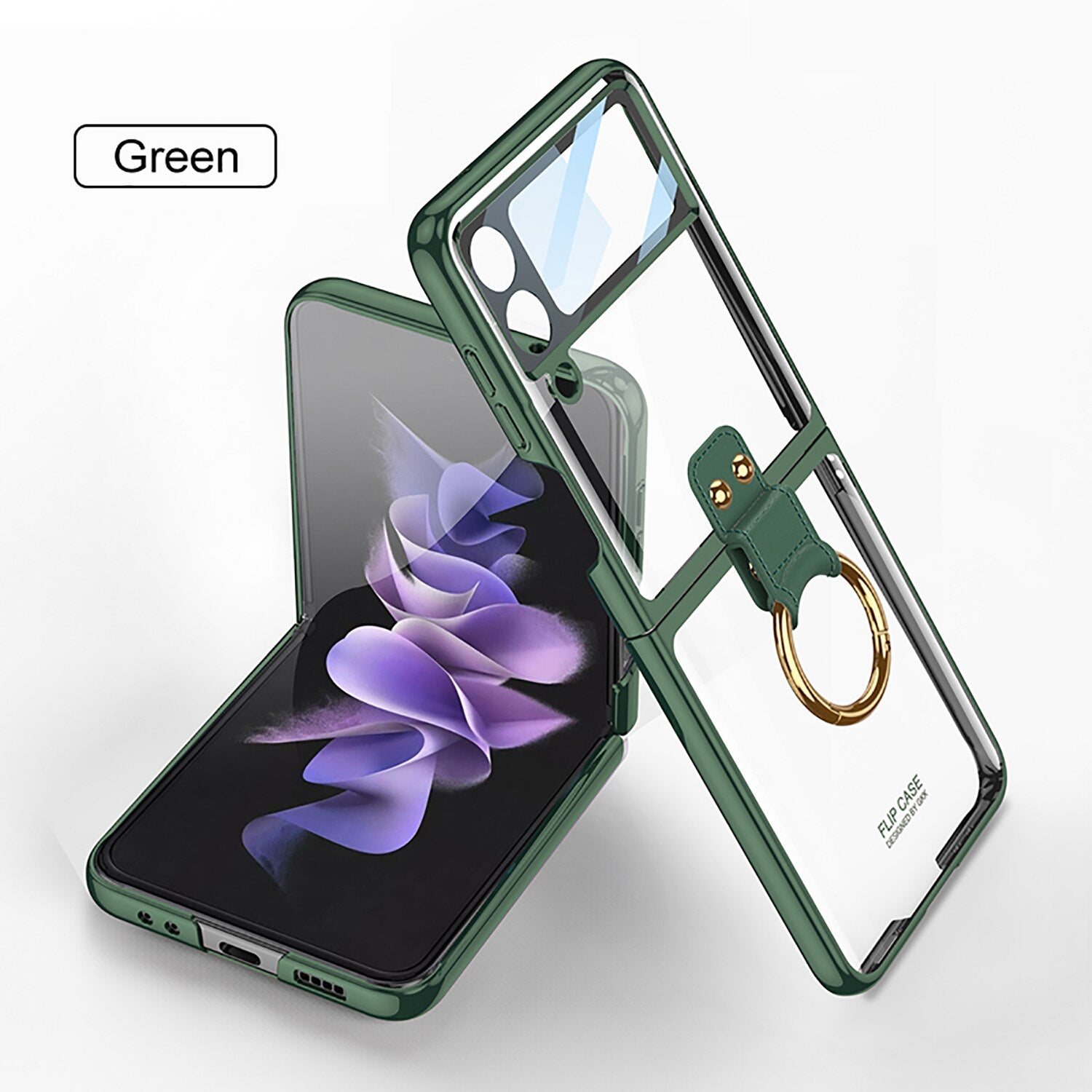 Transparent Case with Ring Holder for Samsung Galaxy Z Flip 4 - Galaxy Z Flip 4 Case