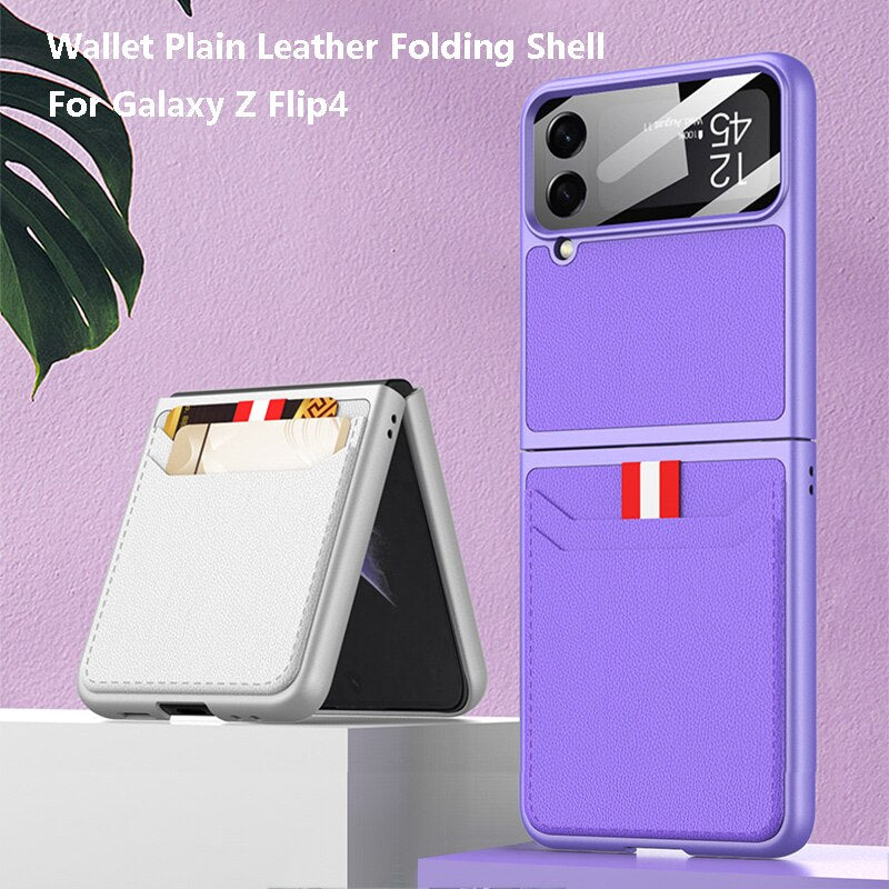 Leather Case with Card Holder For Samsung Galaxy Z Flip 4 - Galaxy Z Flip 4 Case