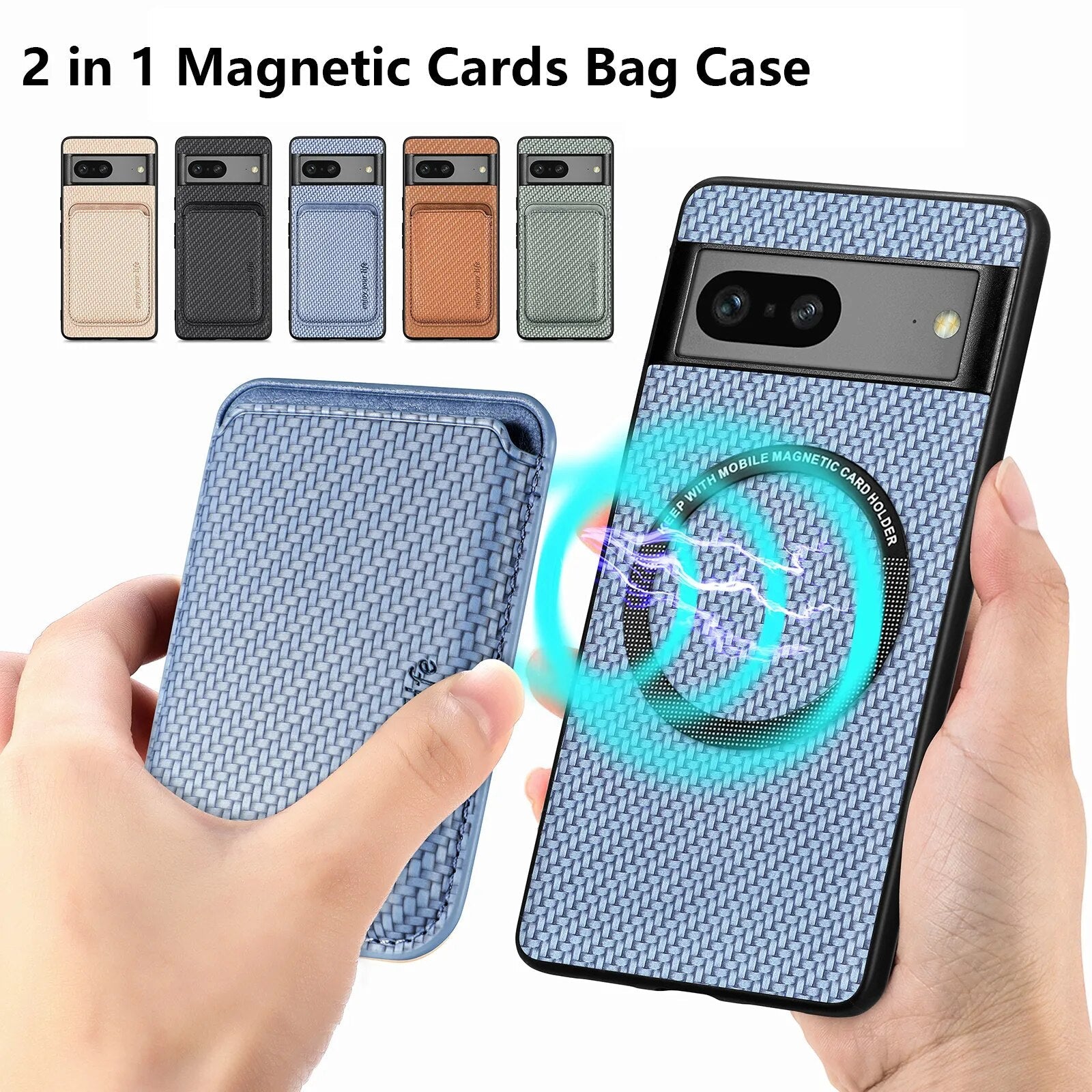 2 in 1 Leather Magnetic Case for Google Pixel 8 Series