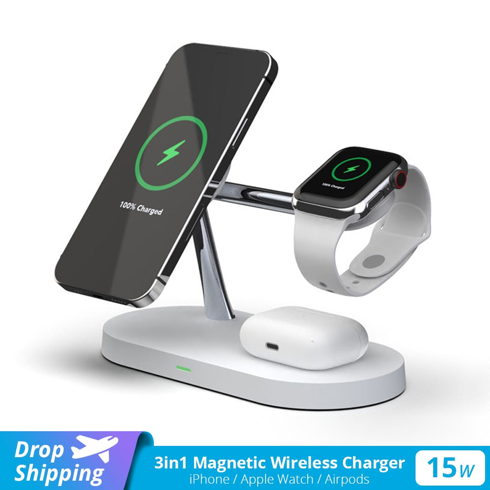3 in 1 Magnetic Wireless Charging Station For iPhone,Apple Watch & AirPods - iHive