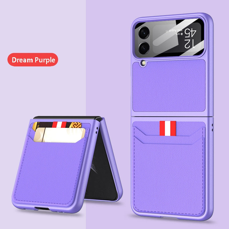 Leather Case with Card Holder For Samsung Galaxy Z Flip 4 - Galaxy Z Flip 4 Case