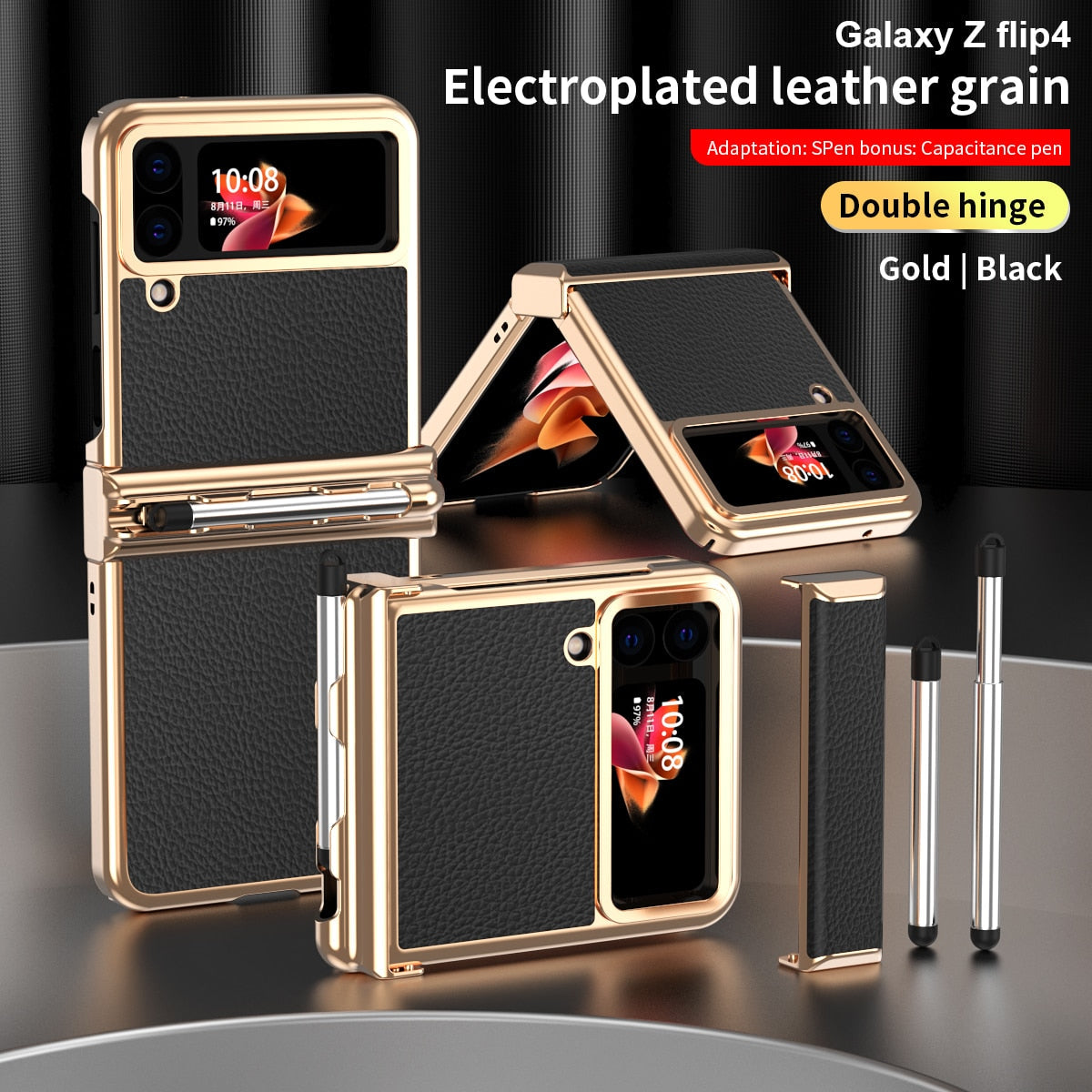 Luxury Leather Case (Pen Slot) For Samsung Galaxy Z Flip 4 - Galaxy Z Flip 4 Case