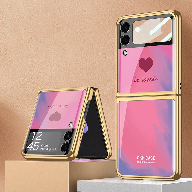 Plating Tempered Glass case For Samsung Galaxy Z Flip 4 - Galaxy Z Flip 4 Case