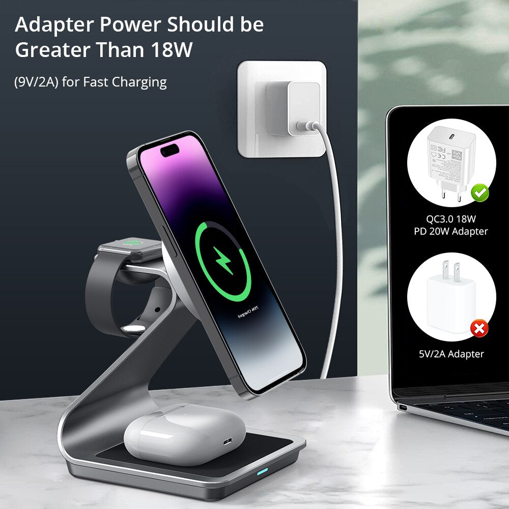 3 in 1 Fast Magnetic Wireless Charger for iPhone - iHive