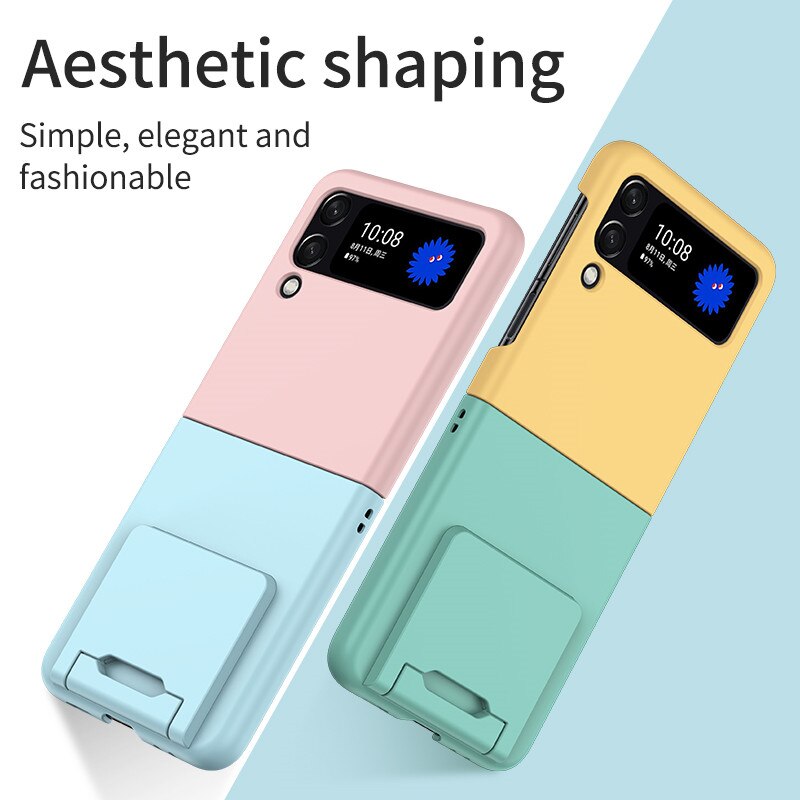 Contrasting Colors Case with Invisible Bracket For Samsung Galaxy Z Flip 4 - Galaxy Z Flip 4 Case