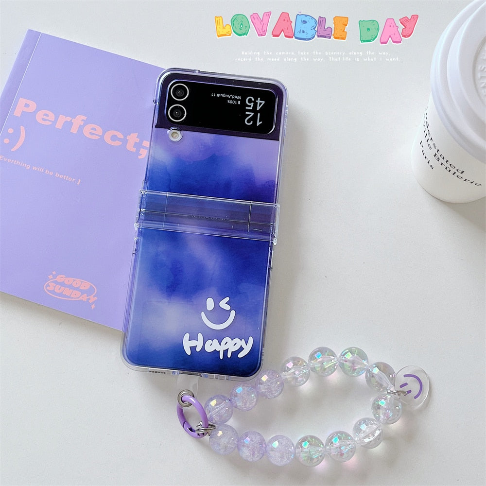 Happy Smile Clear Case with Bracelet For Samsung Galaxy Z Flip 3 & 4