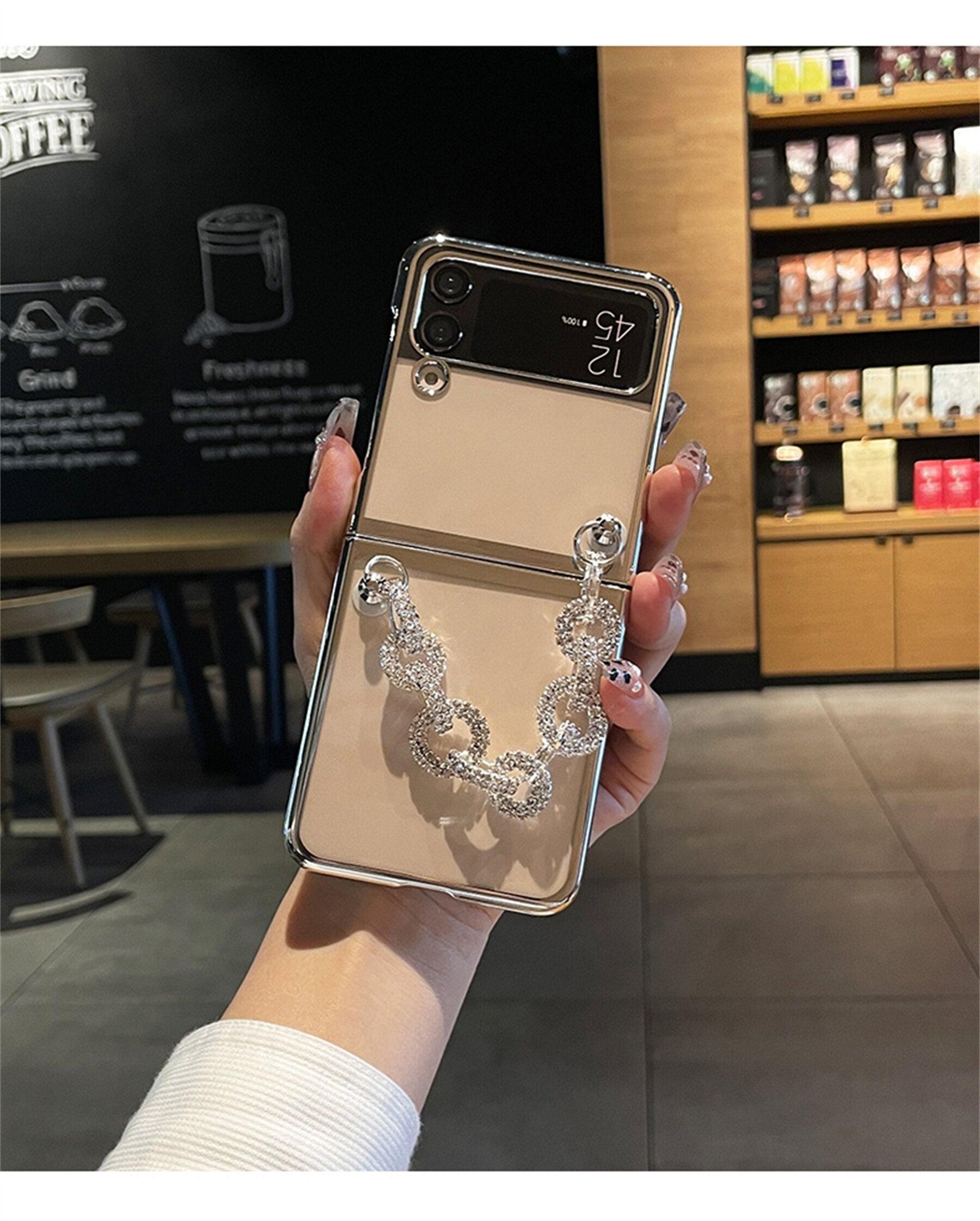 Luxury Case With Rhinestone Bracelet for Samsung Galaxy Z Flip 4 - Galaxy Z Flip 4 Case