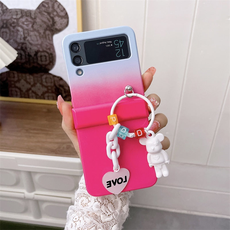 Cute Bear Pendant Case For Samsung Galaxy Z Flip 4