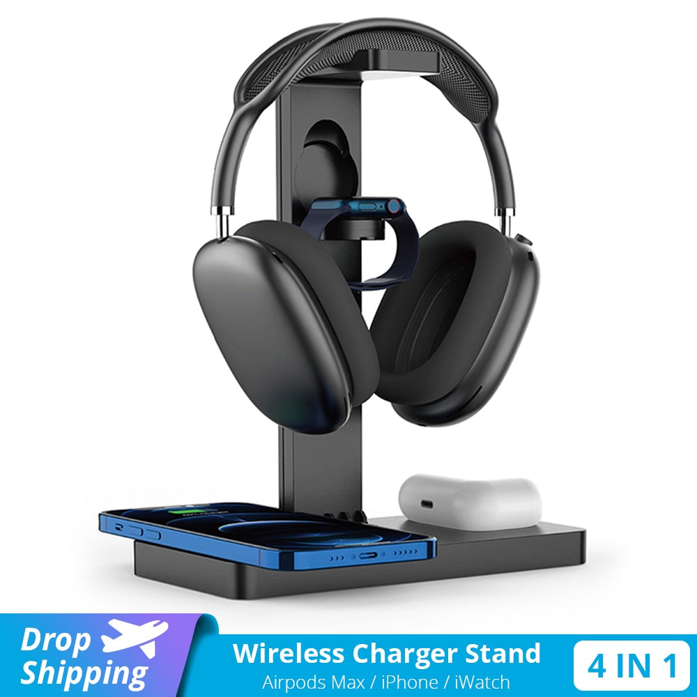 4 in 1 Wireless Charger Station, Stand For AirPods Max iPhone & Apple Watch - iHive