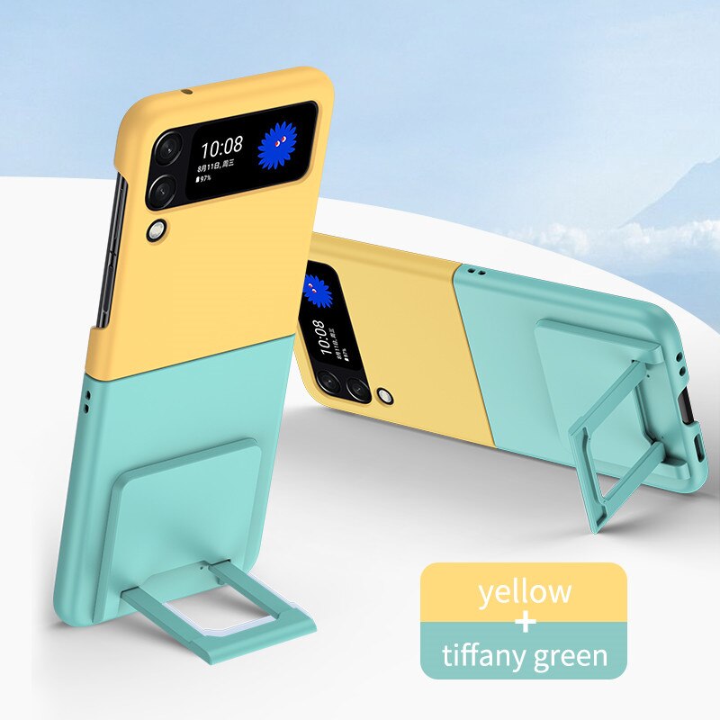 Contrasting Colors Case with Invisible Bracket For Samsung Galaxy Z Flip 4 - Galaxy Z Flip 4 Case