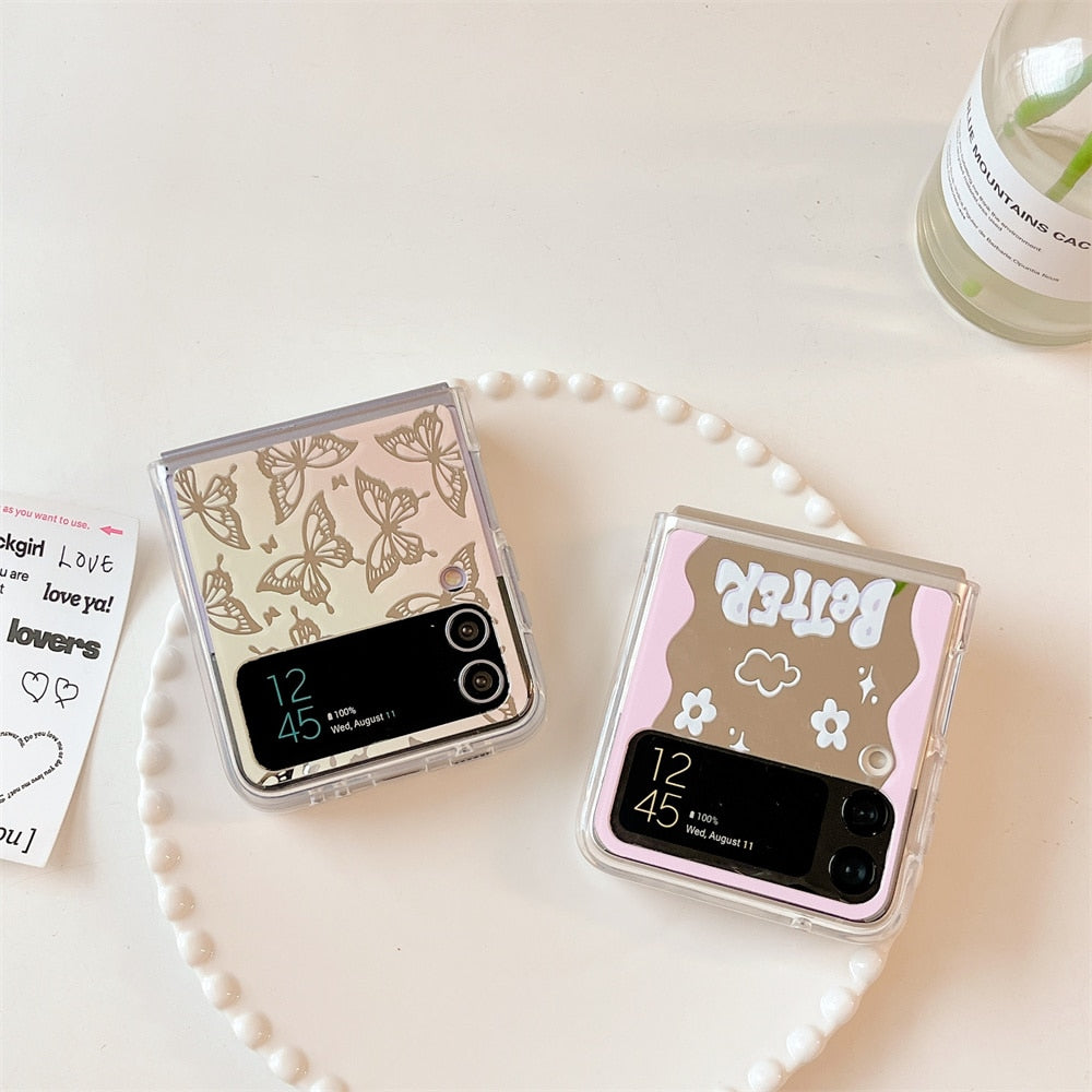 Gradient Butterfly Mirror Case For Galaxy Z Flip 3 & 4