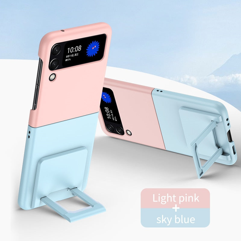 Contrasting Colors Case with Invisible Bracket For Samsung Galaxy Z Flip 4 - Galaxy Z Flip 4 Case