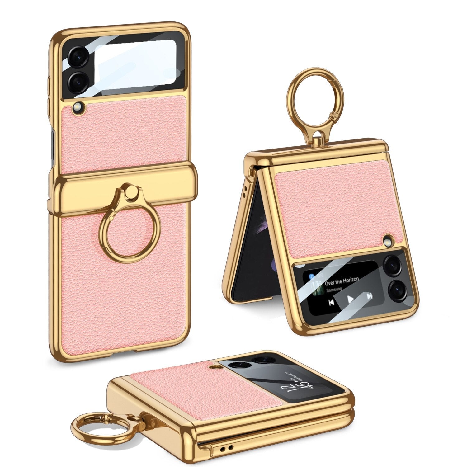 Magnetic Leather Case with Ring Holder For Samsung Galaxy Z Flip 4 - Galaxy Z Flip 4 Case