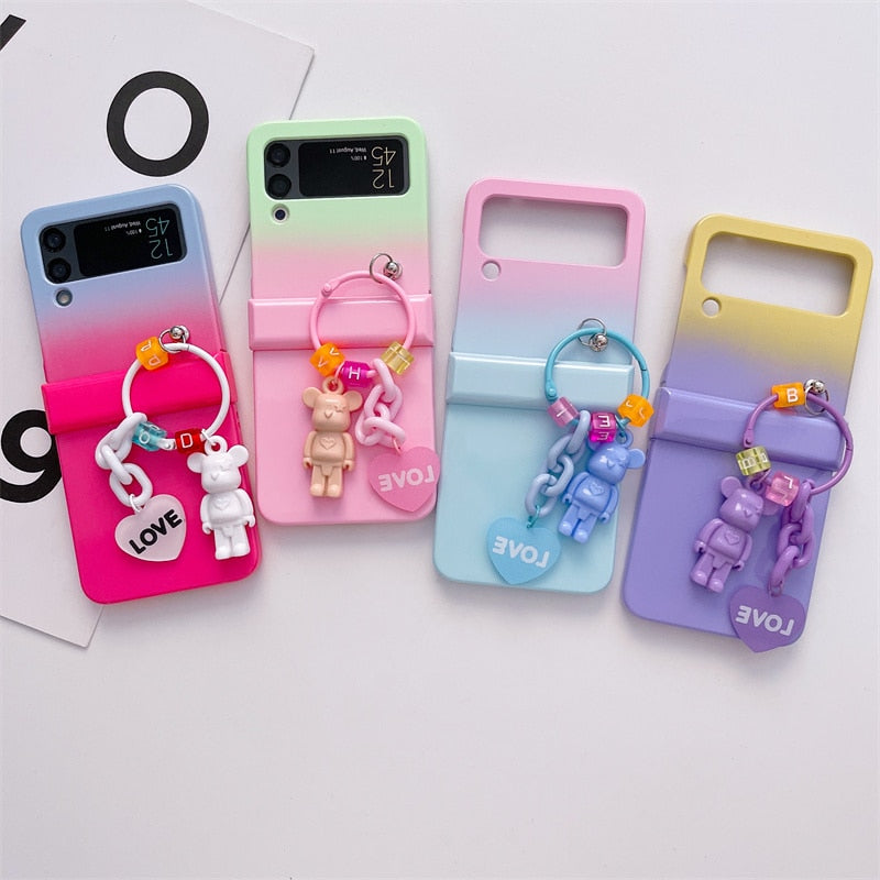 Cute Bear Pendant Case For Samsung Galaxy Z Flip 4