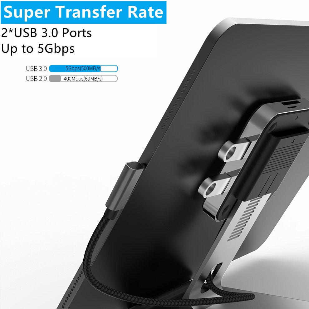 Stand & Dock Station 7-in-1 USB for Tablet Laptop iPad Pro and MacBook Pro - iHive