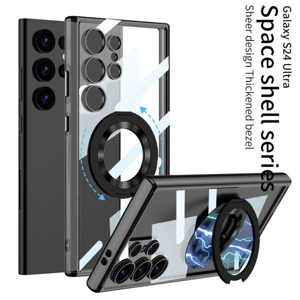 Magnetic Wireless Charging with Rotating Bracket For Samsung Galaxy S24 Series - S Ultra Case