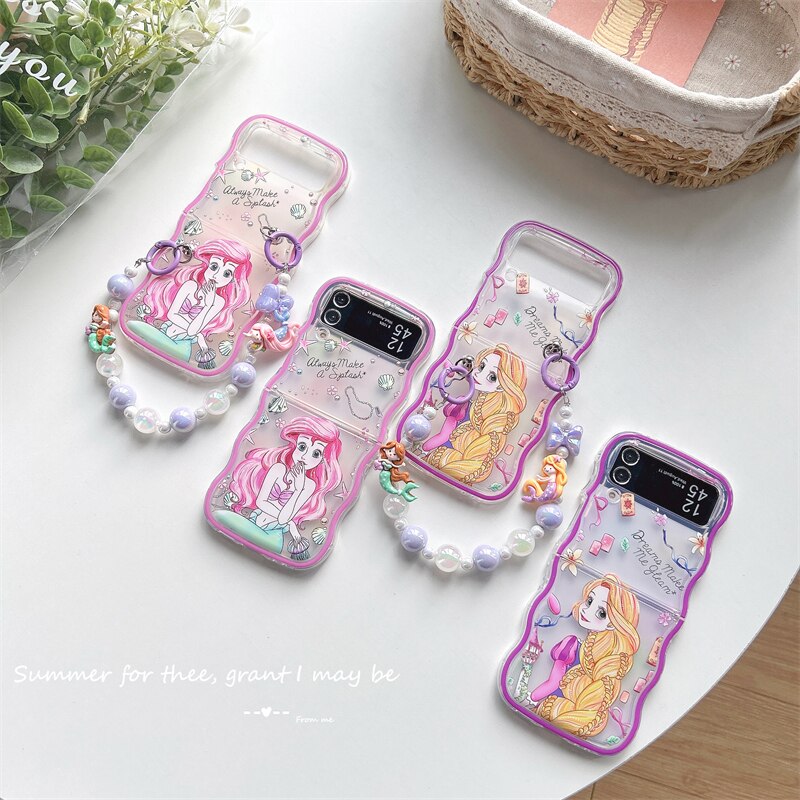 Cute Cartoon Case with bracele for Samsung Galaxy Z Flip 3 & 4