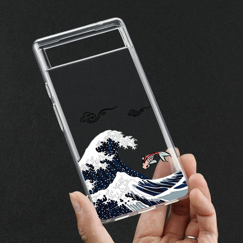 Fashion Great Blue Wave Clear Phone Case for Google Pixel 7 Pro - The Pixel Store