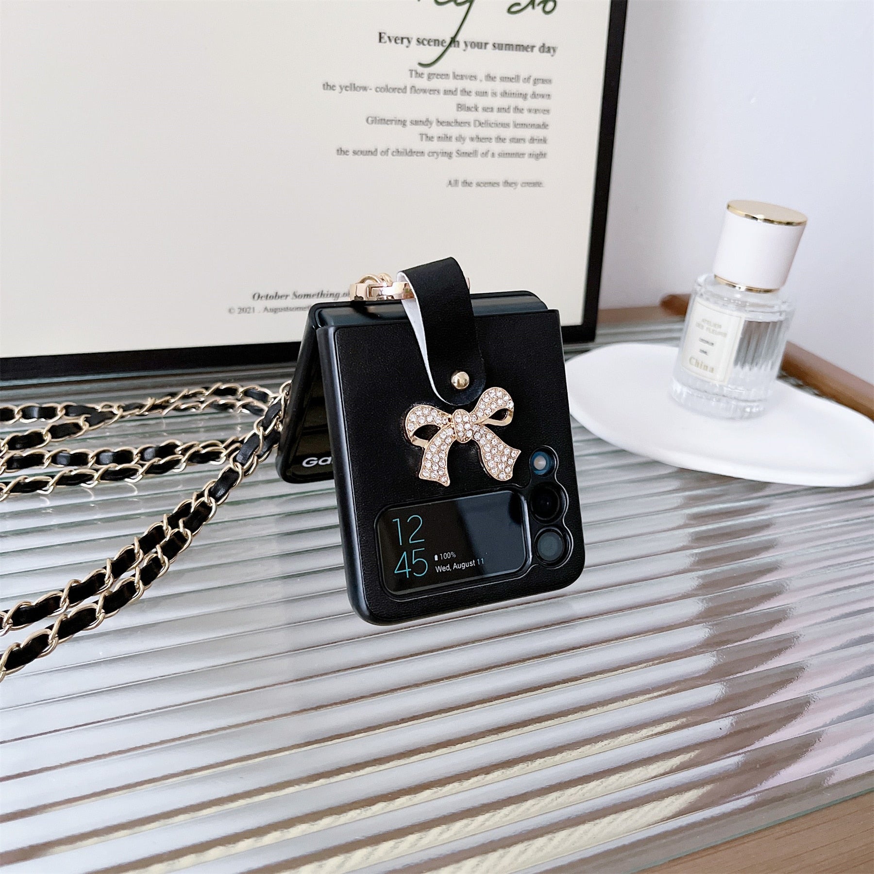 Luxury Crossbody Leather Case for Samsung Galaxy Z Flip 4 - Galaxy Z Flip 4 Case