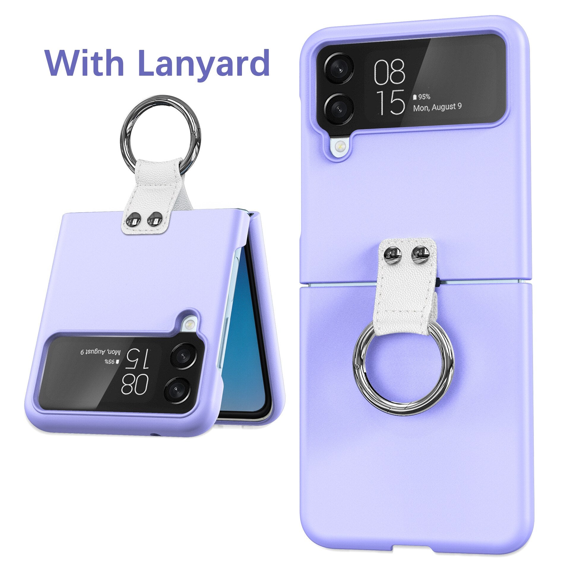 Luxury Ring Holder Case With Lanyard For Samsung Galaxy Z Flip 4 - Galaxy Z Flip 4 Case