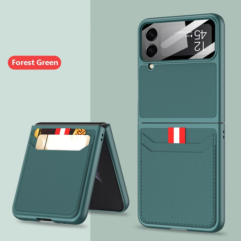 Leather Case with Card Holder For Samsung Galaxy Z Flip 4 - Galaxy Z Flip 4 Case