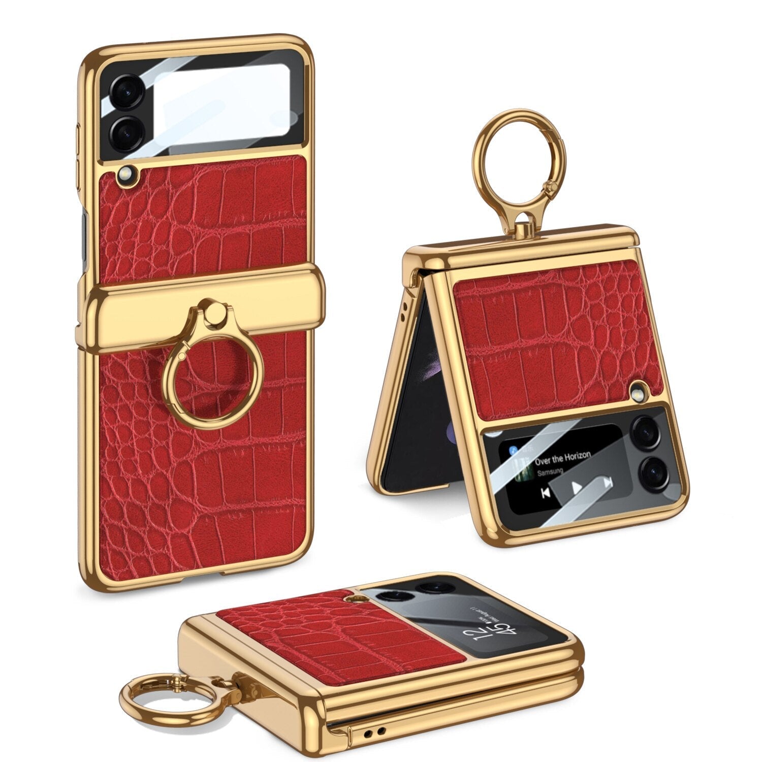Magnetic Leather Case with Ring Holder For Samsung Galaxy Z Flip 4 - Galaxy Z Flip 4 Case