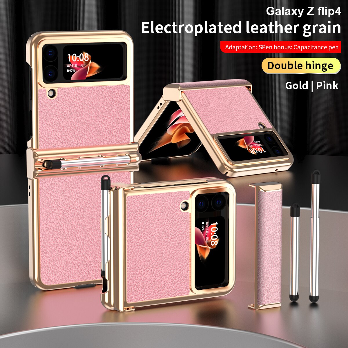 Luxury Leather Case (Pen Slot) For Samsung Galaxy Z Flip 4 - Galaxy Z Flip 4 Case