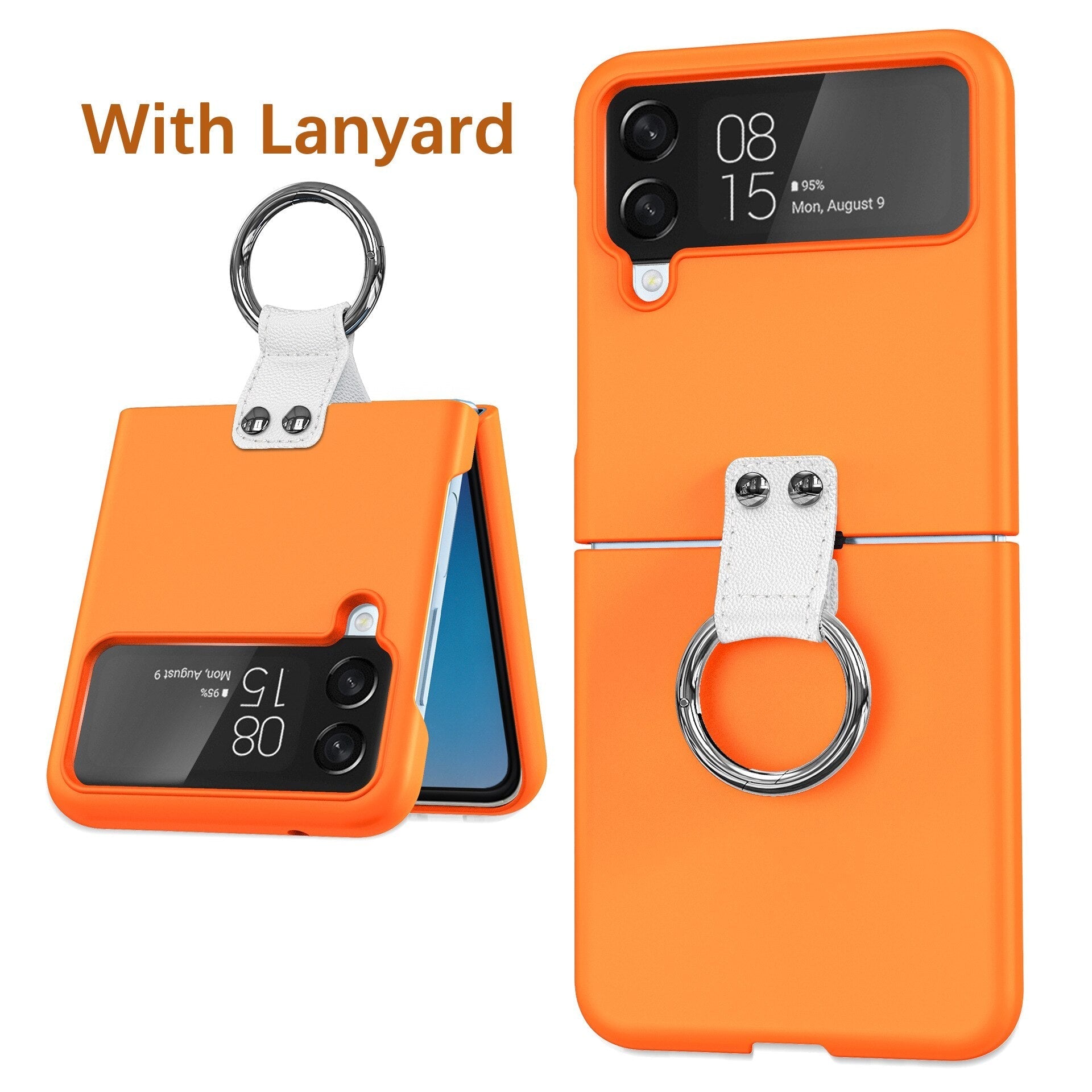 Luxury Ring Holder Case With Lanyard For Samsung Galaxy Z Flip 4 - Galaxy Z Flip 4 Case