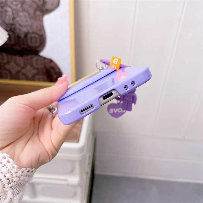 Cute Bear Pendant Case For Samsung Galaxy Z Flip 4