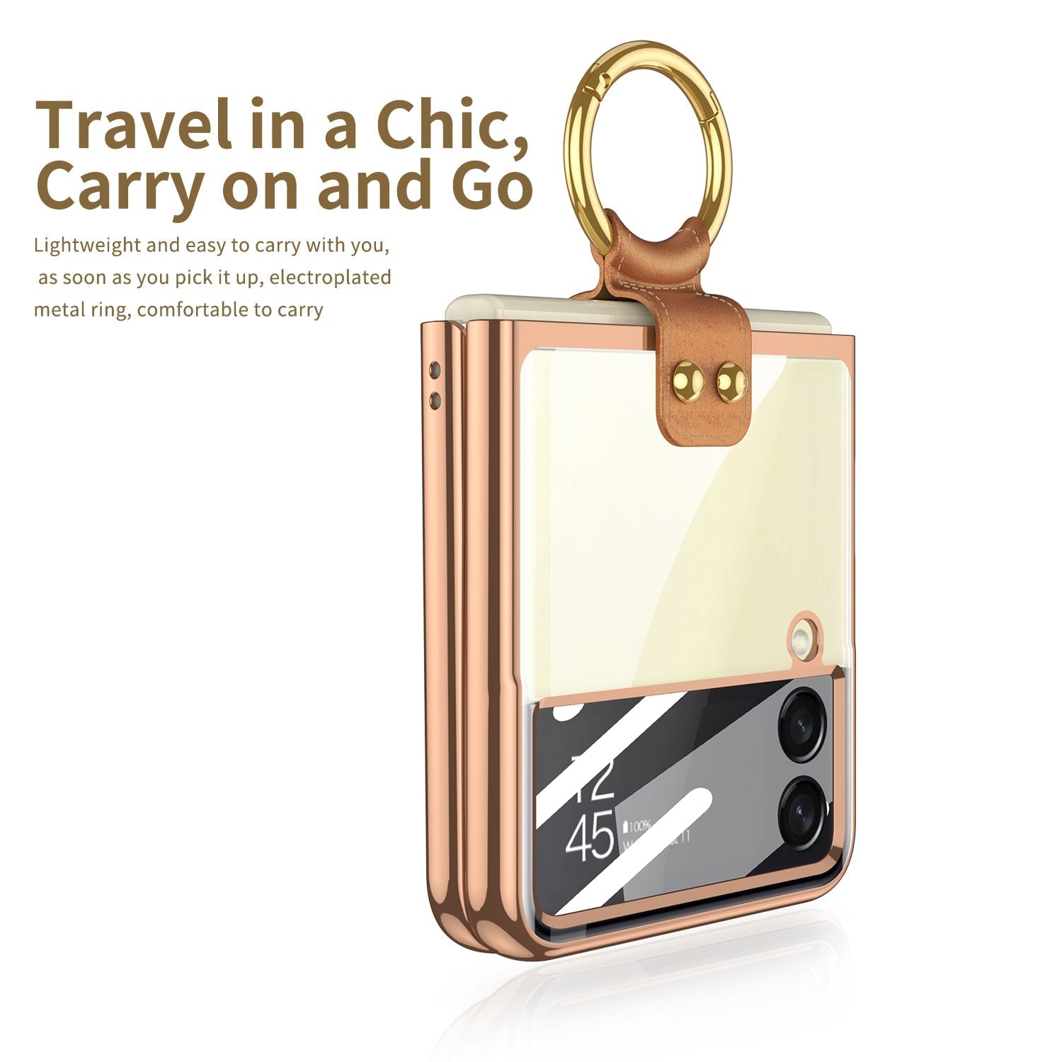 Transparent Case with Ring Holder for Samsung Galaxy Z Flip 4 - Galaxy Z Flip 4 Case