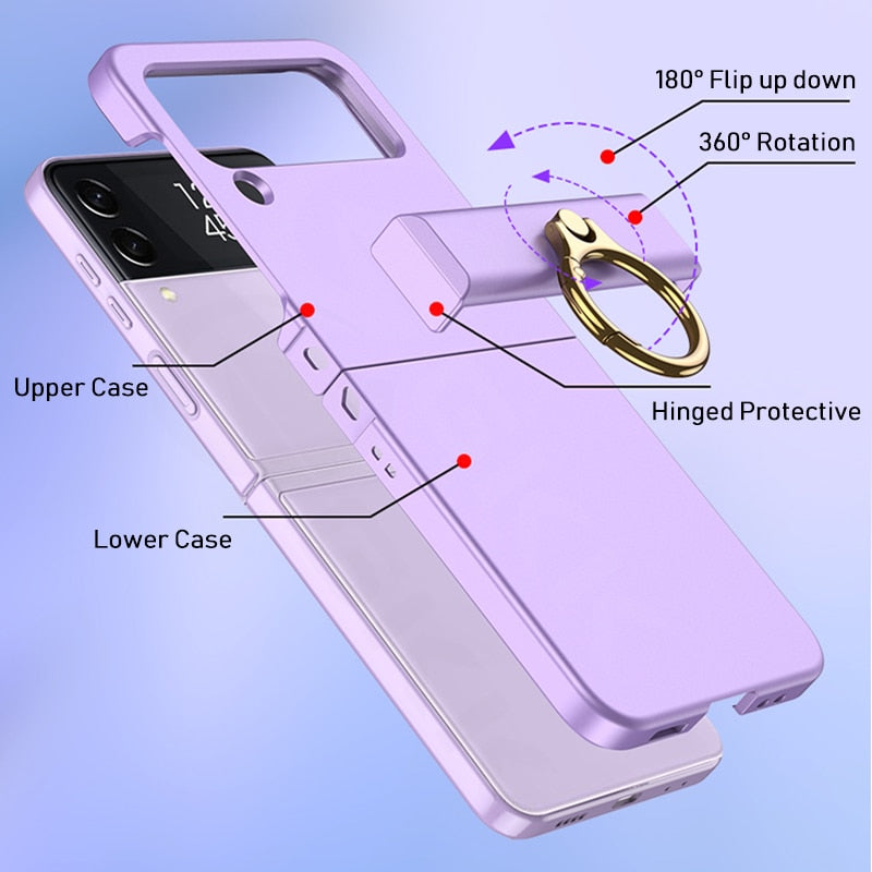 Ultra-Slim Full Protection Case with Ring Holder For Galaxy Z Flip 4 - Galaxy Z Flip 4 Case
