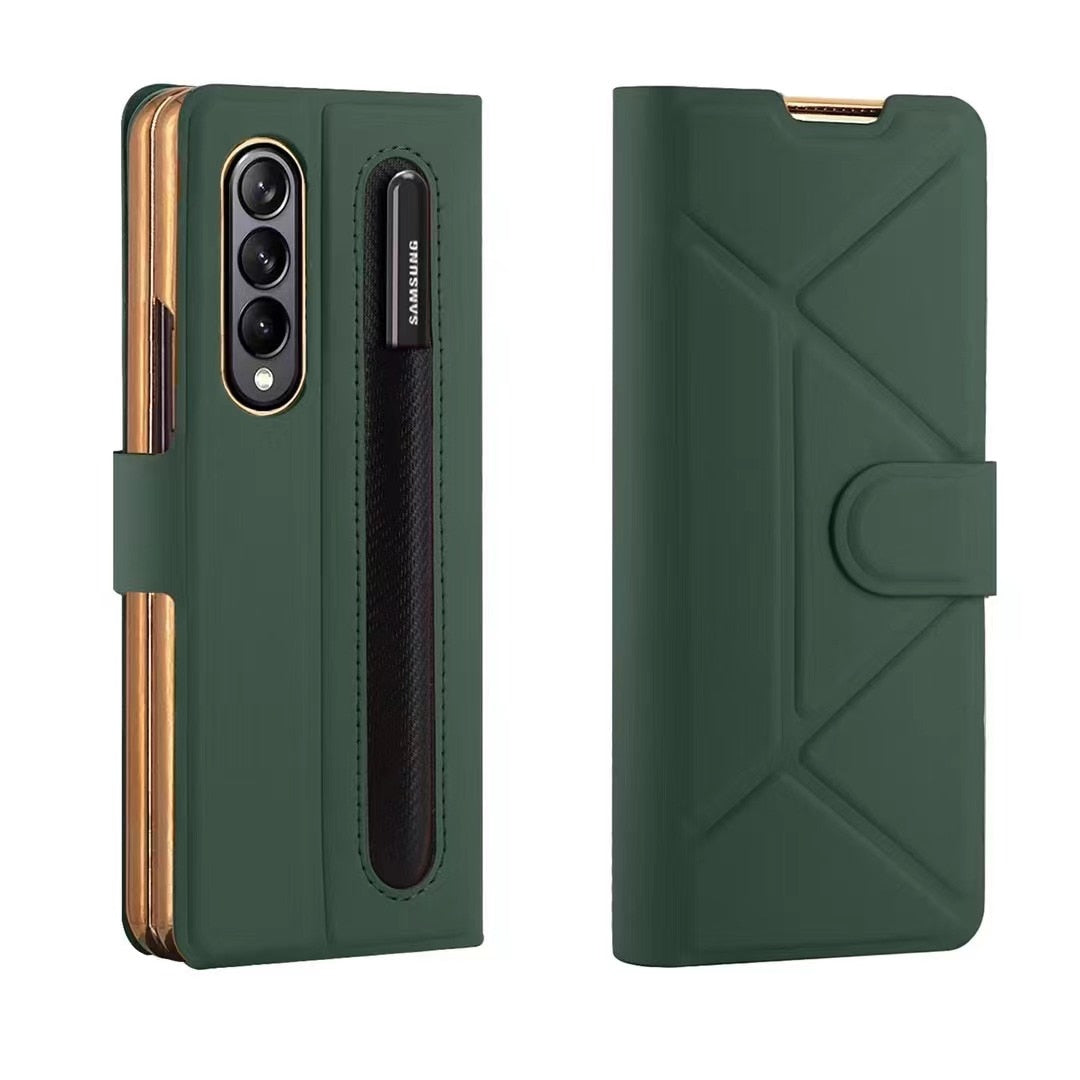 Leather Flip Stand S Pen Holder Slot Case For Galaxy Z Fold 4