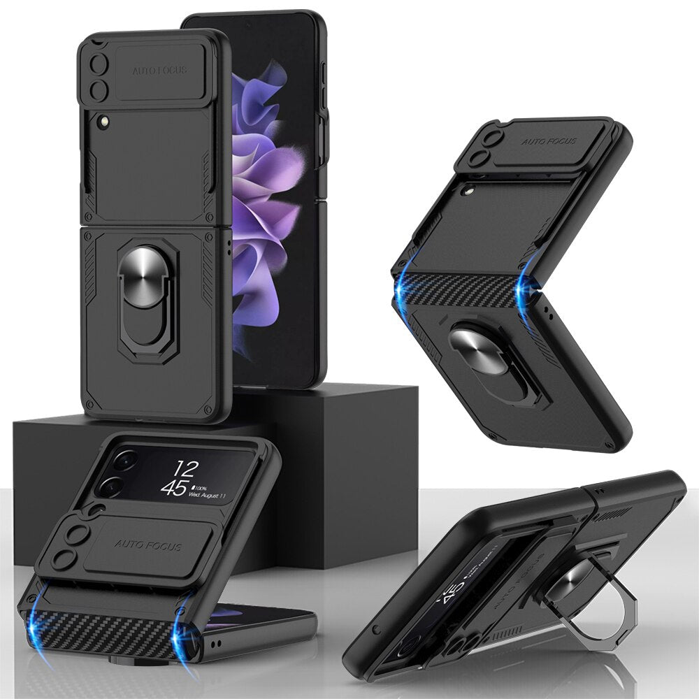 Armor Case with Camera Protection & Ring Stand For Samsung Galaxy Z Flip 4 - Galaxy Z Flip 4 Case