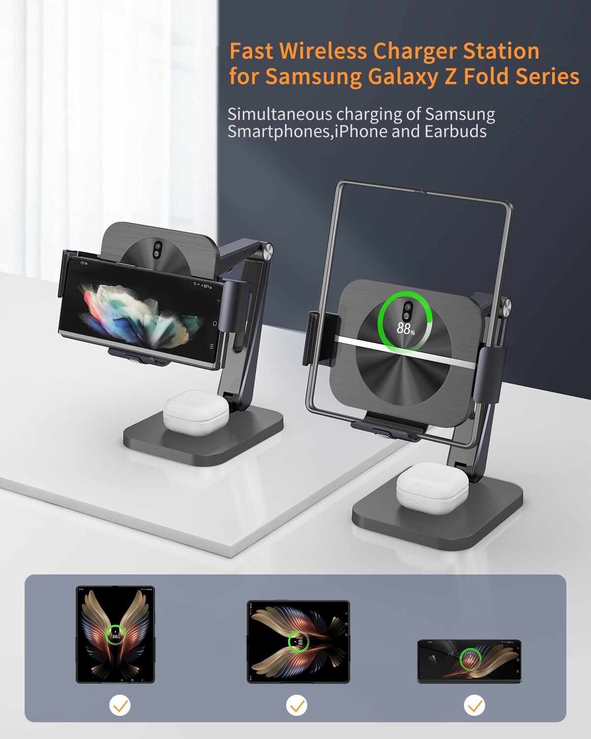 2 in 1 Wireless Charger Stand For Z Fold Series