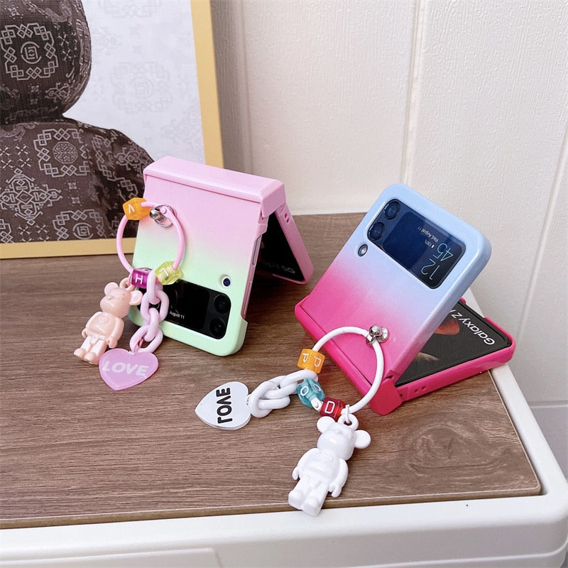 Cute Bear Pendant Case For Samsung Galaxy Z Flip 4