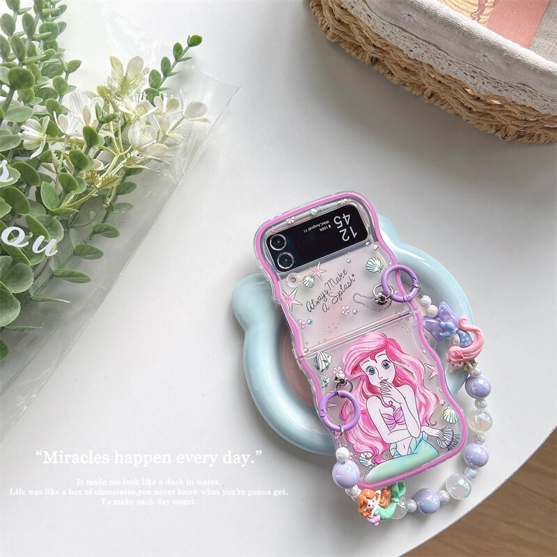 Cute Cartoon Case with bracele for Samsung Galaxy Z Flip 3 & 4