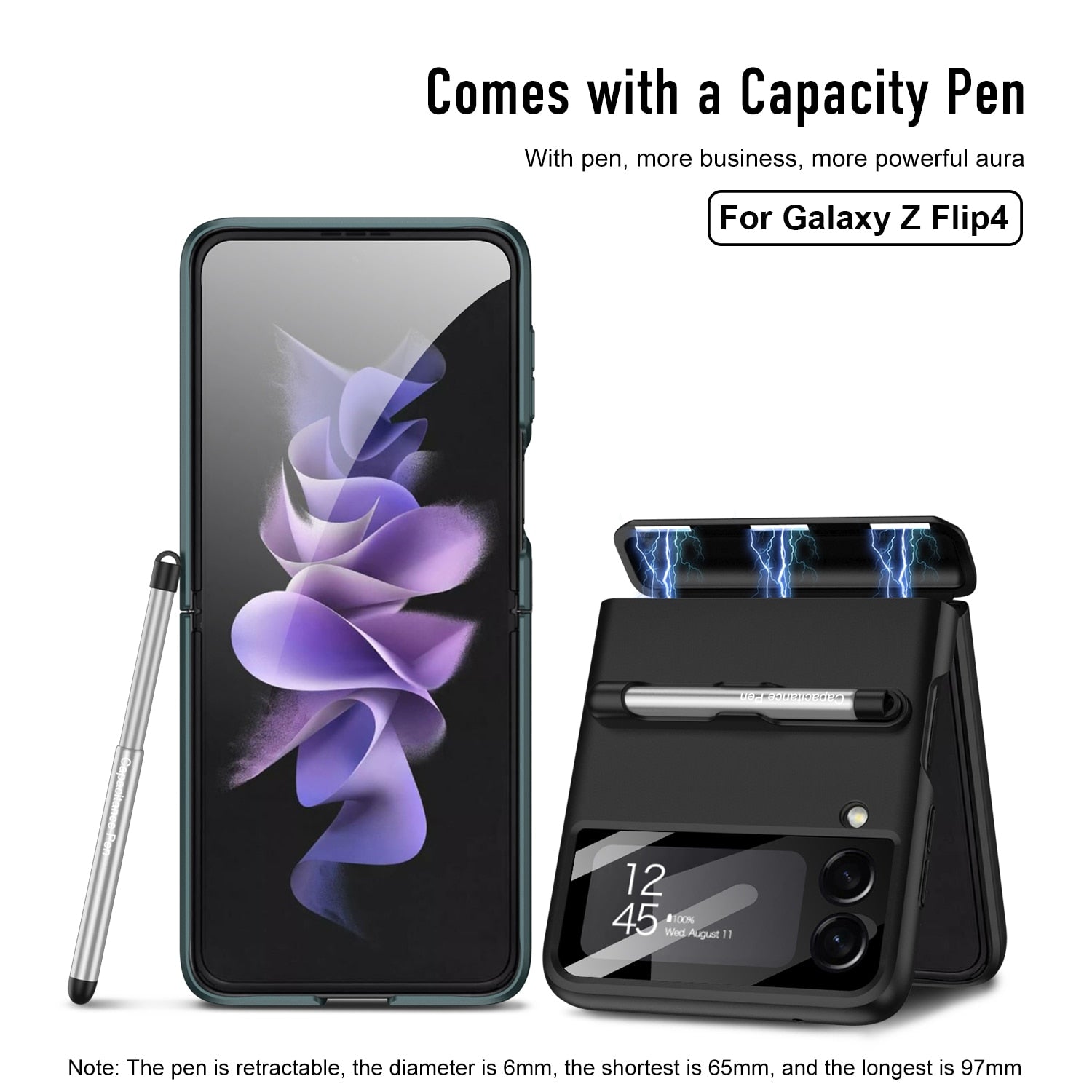 Magnetic Hinge Case with Pen For Samsung Galaxy Z Flip 4 - Galaxy Z Flip 4 Case
