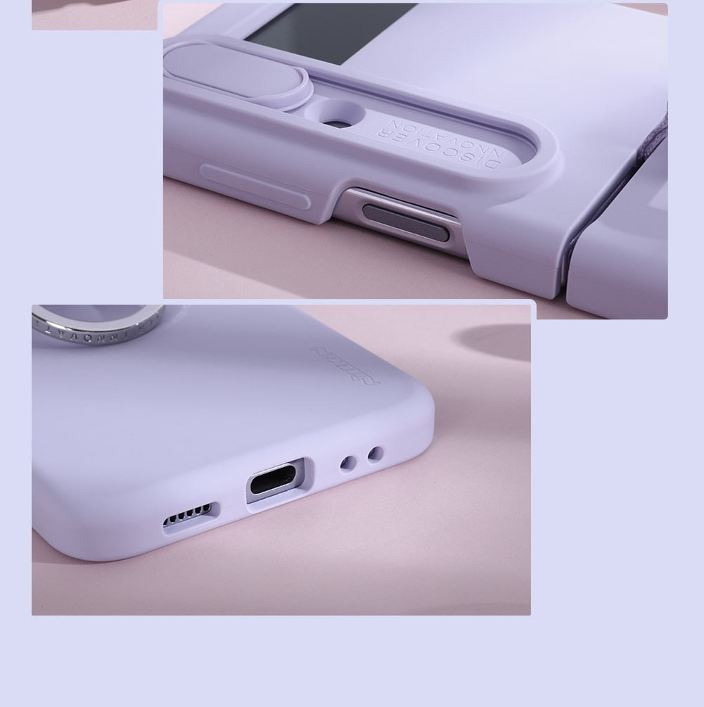 Silky Liquid Silicone Case For Galaxy Z Flip 4 Slide Camera Protection - Galaxy Z Flip 4 Case
