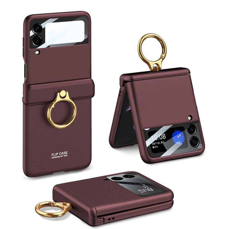 Armor Case with Ring Bracket Stand for Samsung Galaxy Z Flip 4 (Magnetic Hinge Cover) - Galaxy Z Flip 4 Case