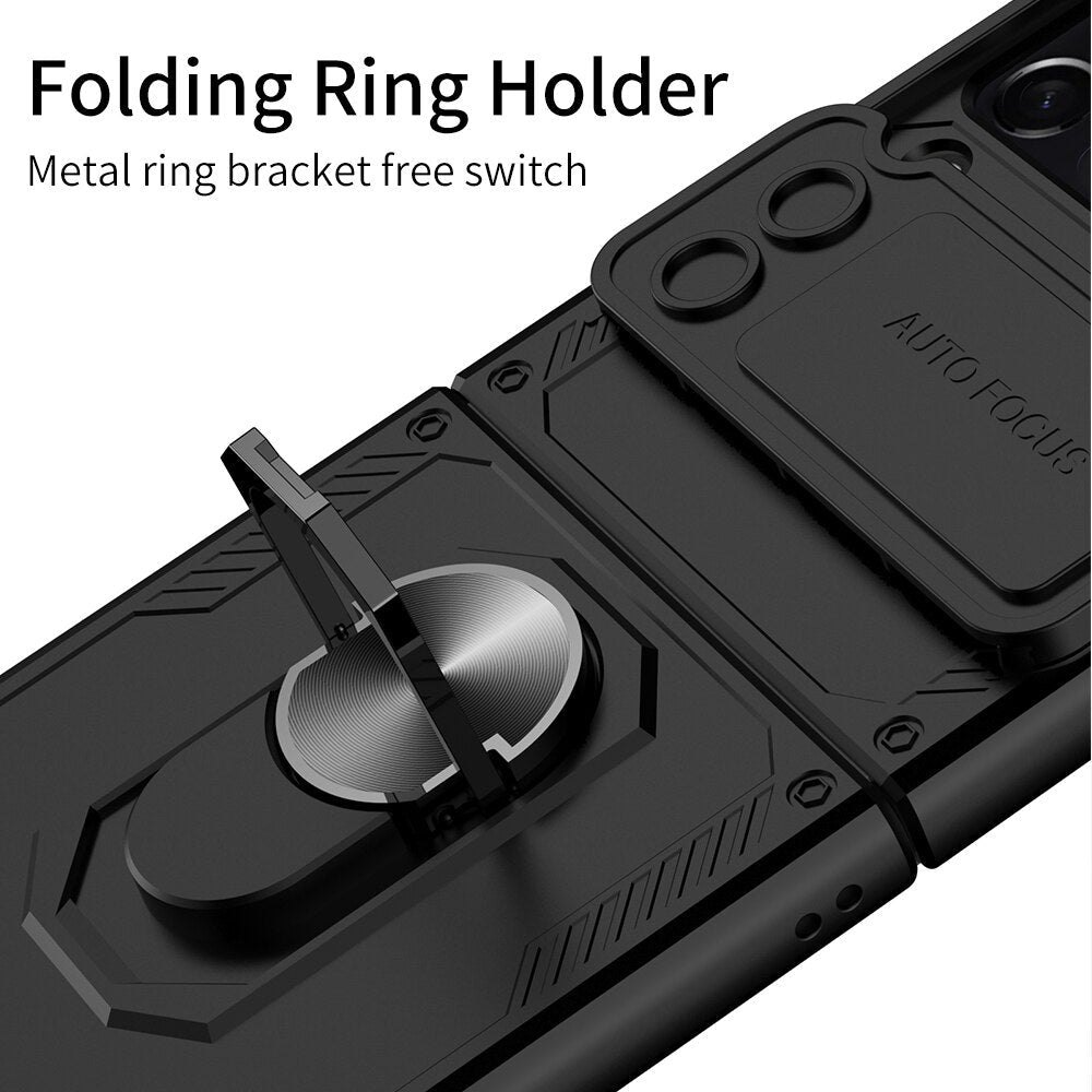 Armor Case with Camera Protection & Ring Stand For Samsung Galaxy Z Flip 4 - Galaxy Z Flip 4 Case