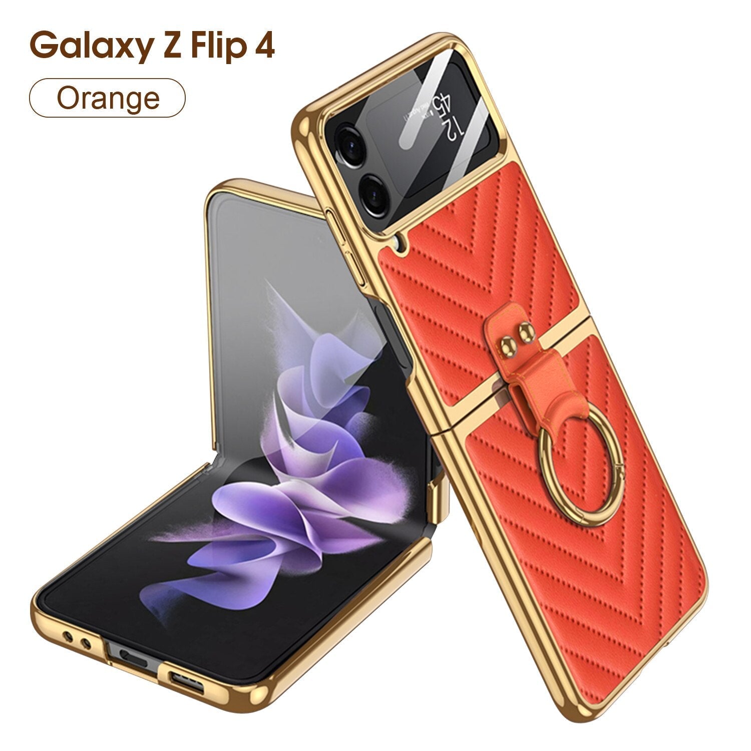 Luxury Electroplated Ring Holder Case For Samsung Galaxy Z Flip 4 - Galaxy Z Flip 4 Case