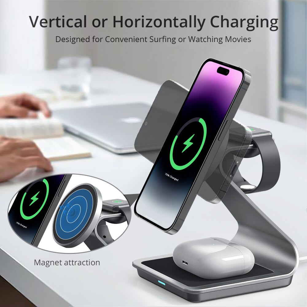 3 in 1 Fast Magnetic Wireless Charger for iPhone - iHive