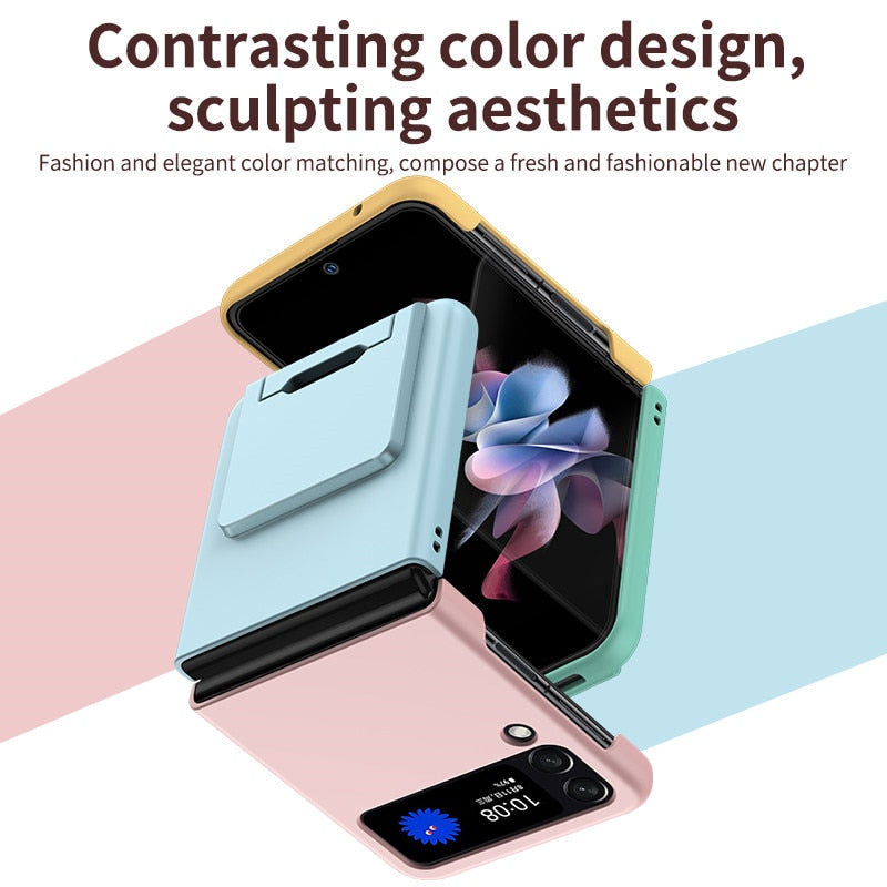 Contrasting Colors Case with Invisible Bracket For Samsung Galaxy Z Flip 4 - Galaxy Z Flip 4 Case