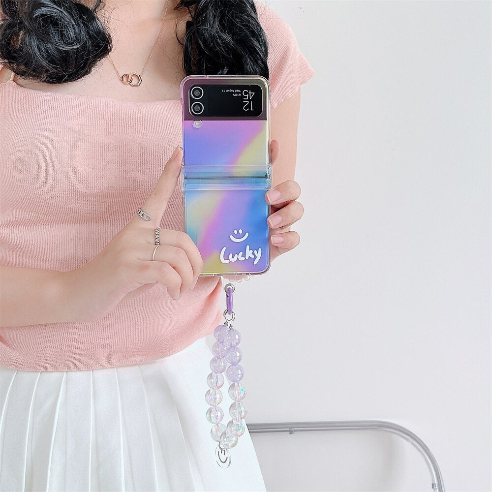 Happy Smile Clear Case with Bracelet For Samsung Galaxy Z Flip 3 & 4