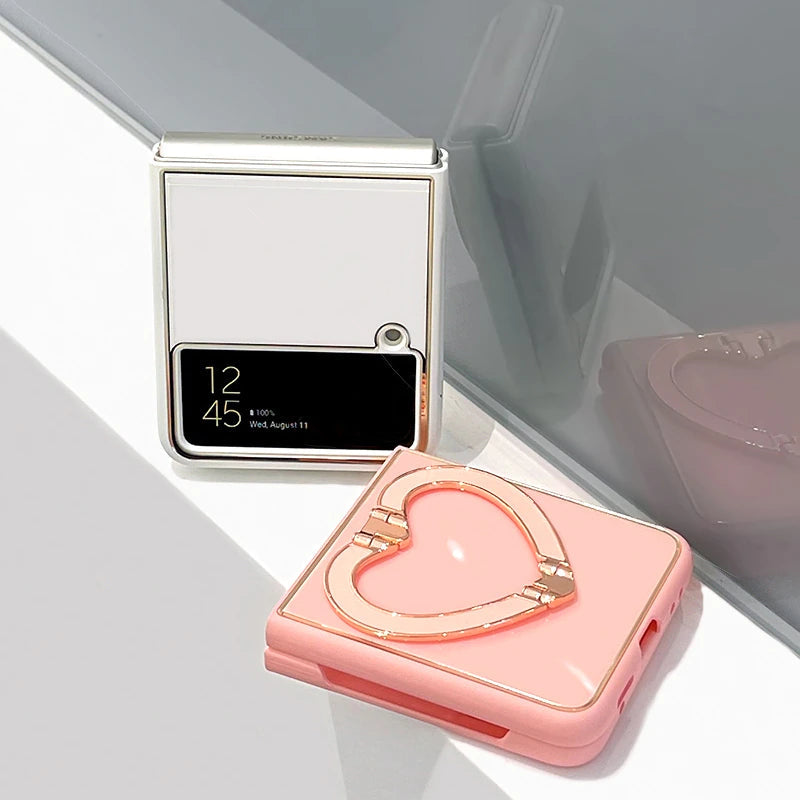 Luxury Heart Bracket Case For Samsung Galaxy Z Flip 4 5G - Galaxy Z Flip 4 Case