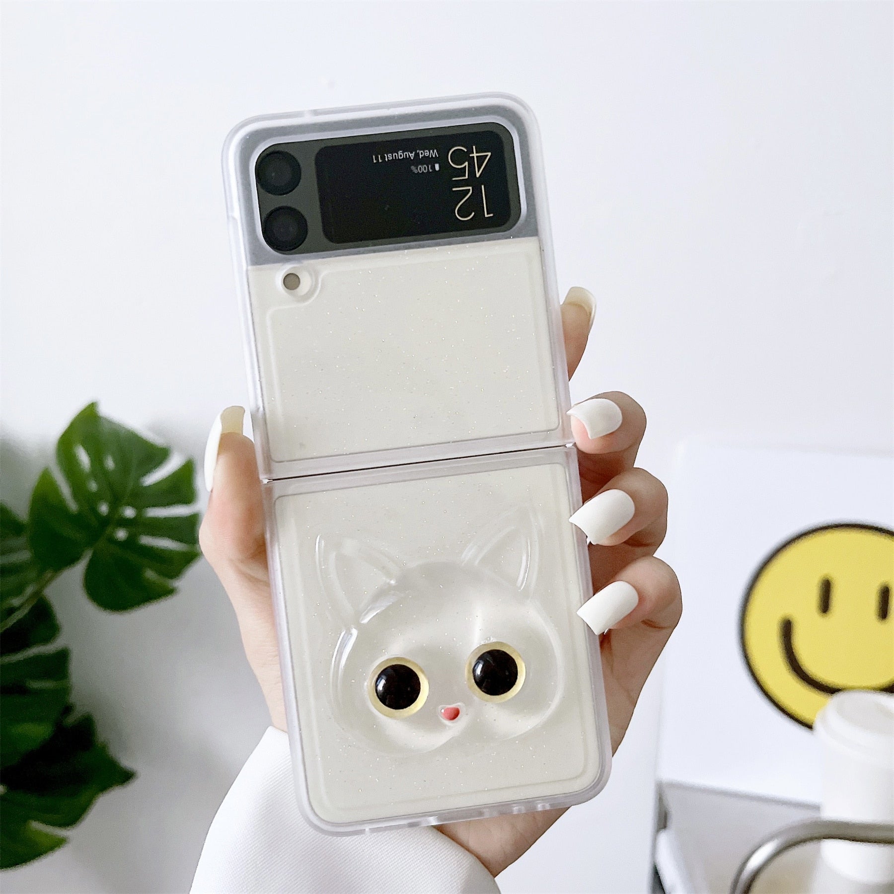 Luxury Cute Cat Transparent Case for Samsung Galaxy Z Flip 4 - Galaxy Z Flip 4 Case