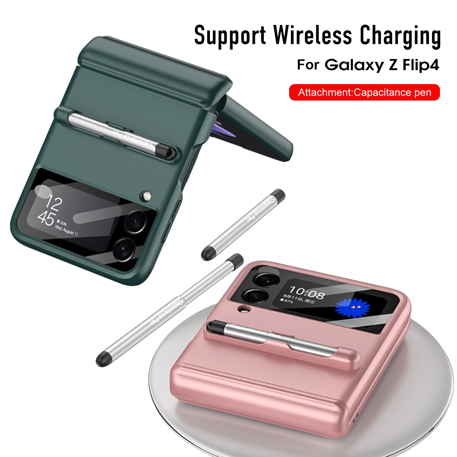 Magnetic Hinge Case with Pen For Samsung Galaxy Z Flip 4 - Galaxy Z Flip 4 Case