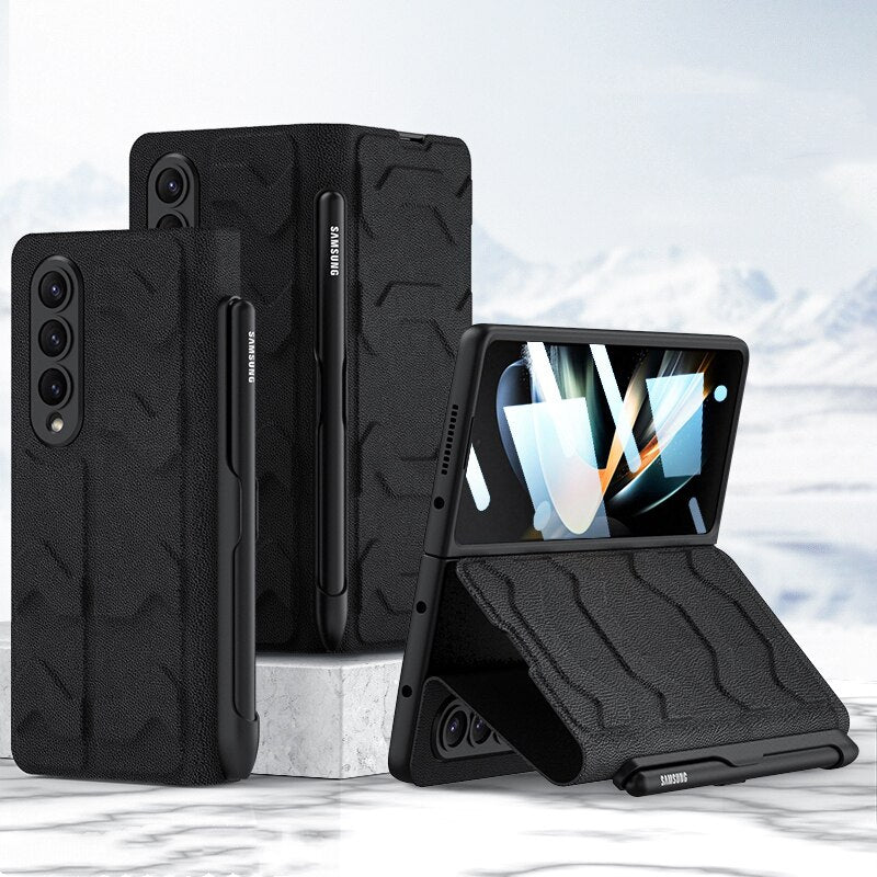 Leather Case with S Pen & Card Slot for Samsung Galaxy Z Fold 4