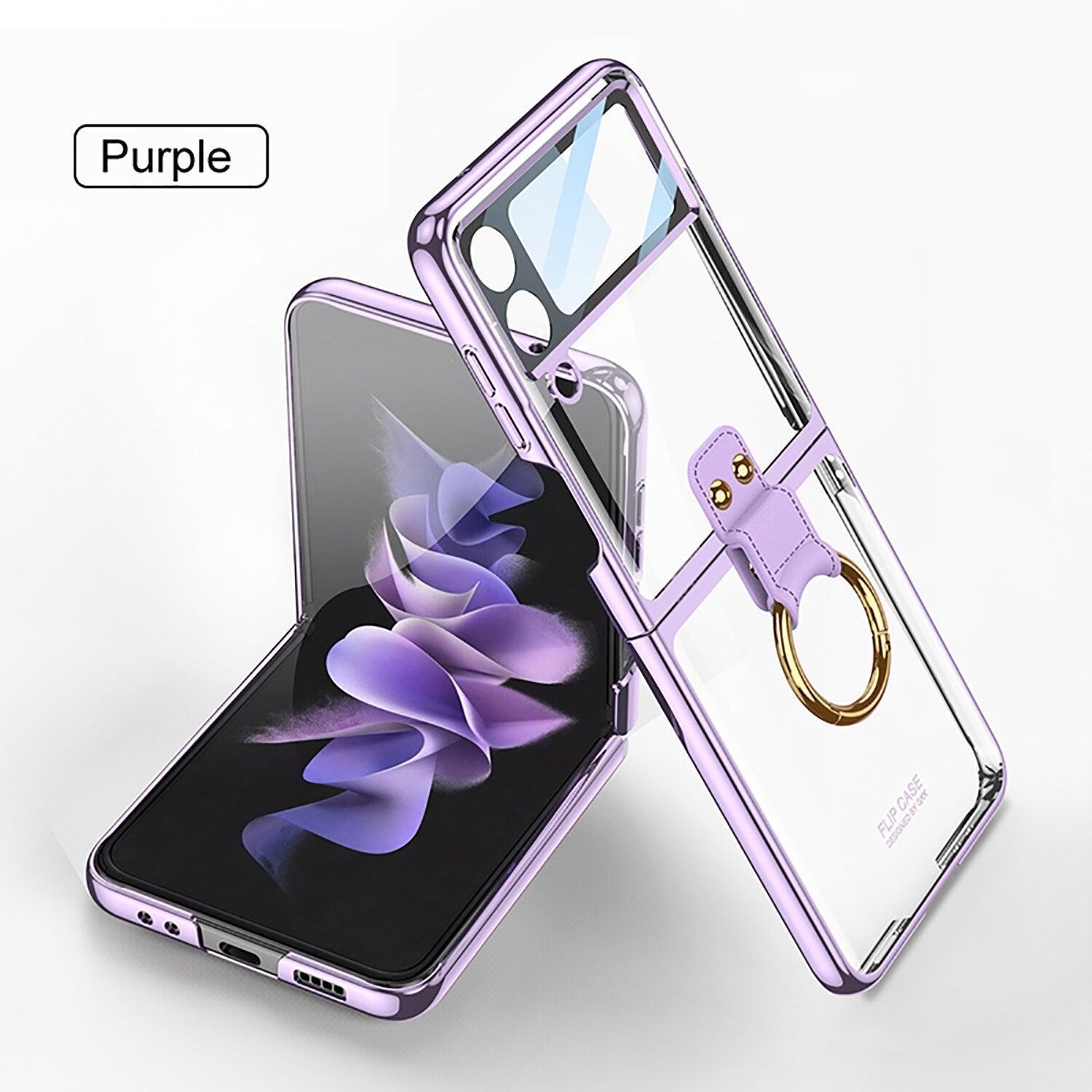 Transparent Case with Ring Holder for Samsung Galaxy Z Flip 4 - Galaxy Z Flip 4 Case